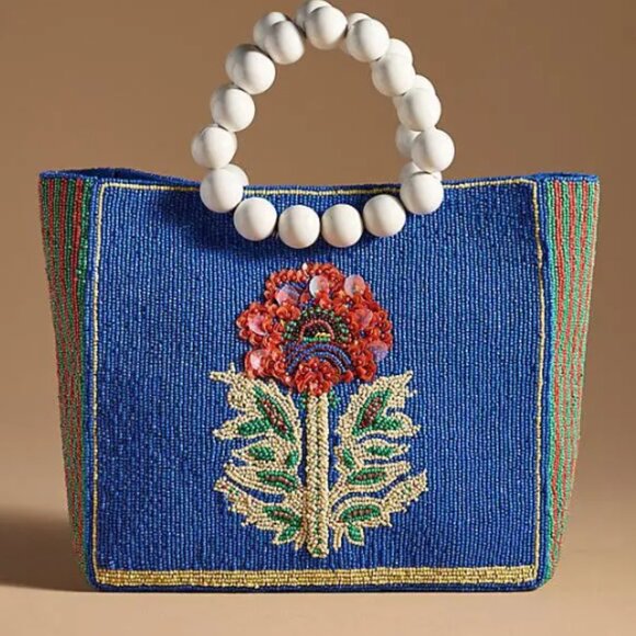 Beaded Structured Tote by Anthropologie - NWOT - Picture 2 of 6
